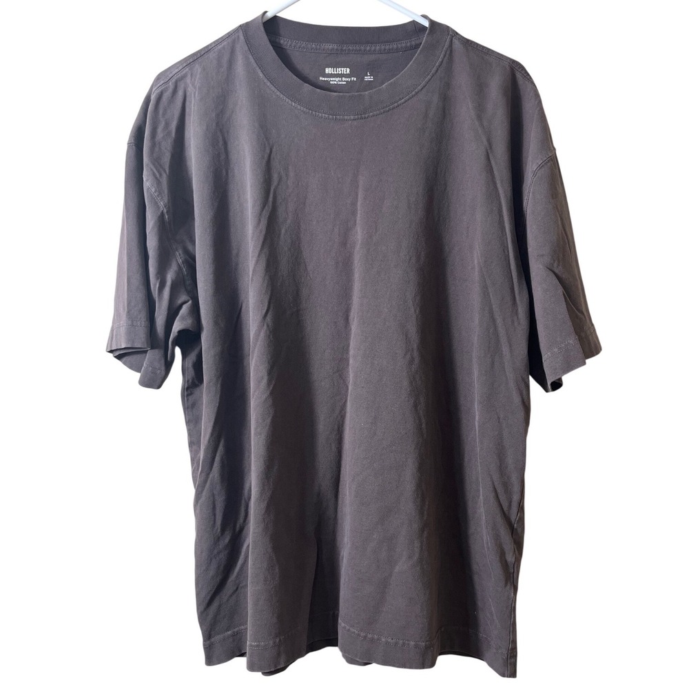 Hollister Heavyweight Boxy Fit T-Shirt L Brown Faded Streetwear Oversized Tee